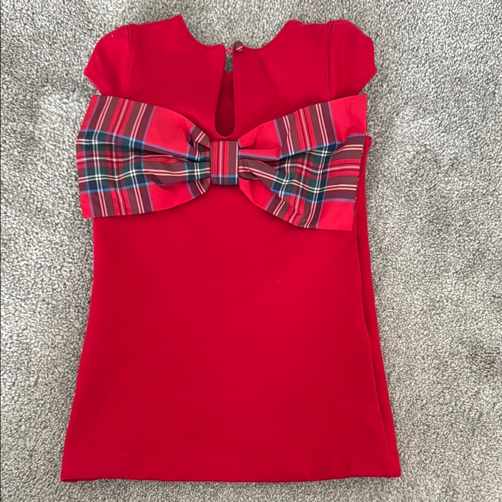 Vineyard Vines Red Plaid Bow Kids Formal Dress